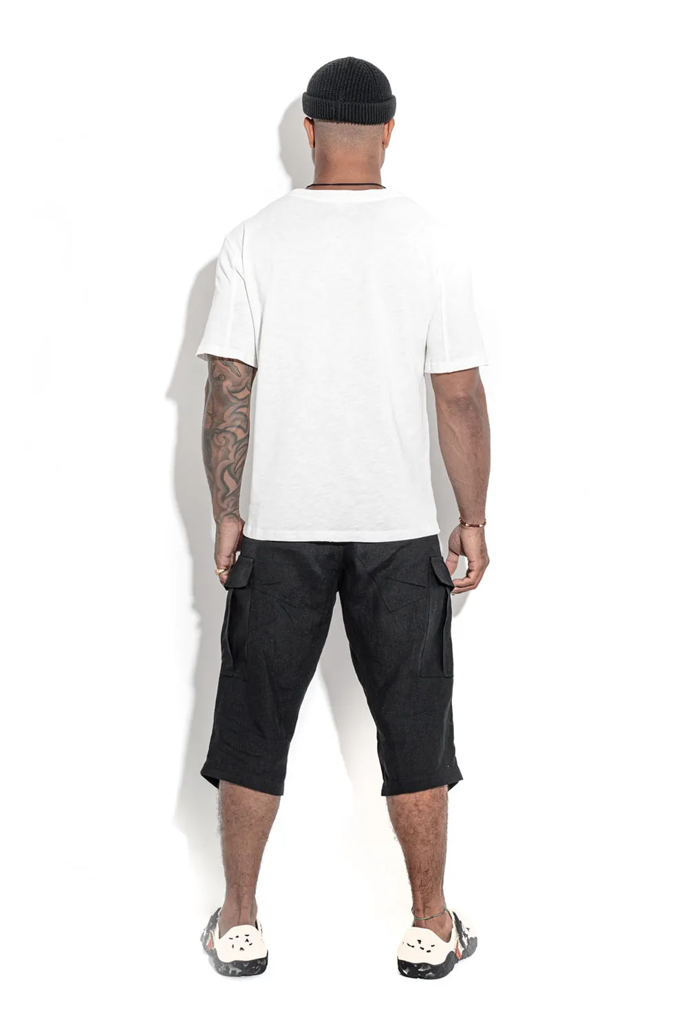 Natural White T-shirt with a geometric seam